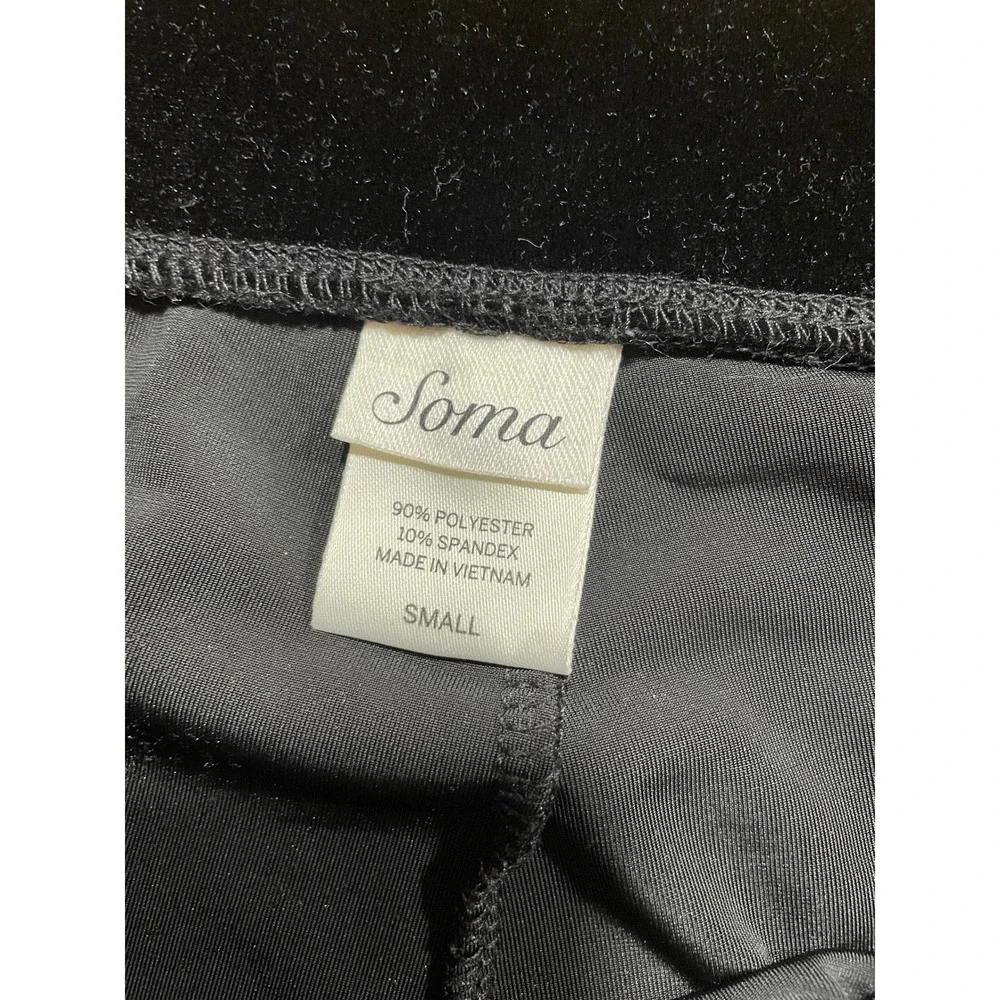 Soma Velvet Leggings Stretch Pull On‎ Comfort Black Pants S Lounge Yoga Casual - Picture 4 of 7
